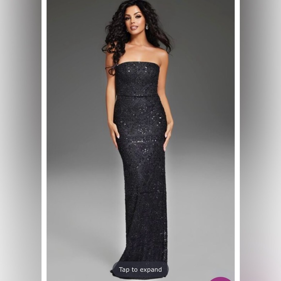 JOVANI 42137 beaded black formal dress strapless gown GORGEOUS NEW NWT - Picture 4 of 12